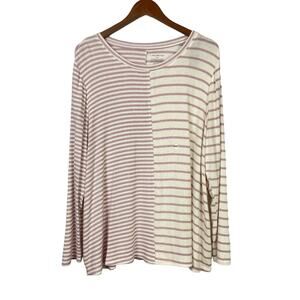 Lane Bryant | NWT Purple White Contrast Stripe Long Sleeve Soft Relaxed Sweater
